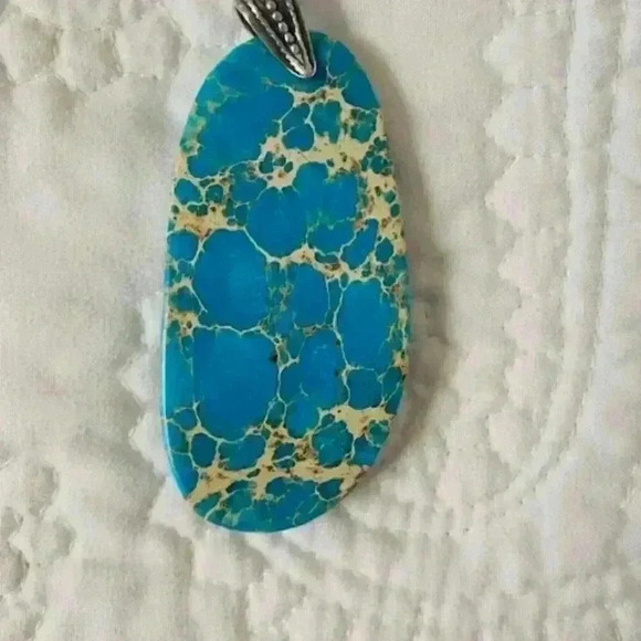 turquoise cabochon stone pendant - Picture 2 of 5